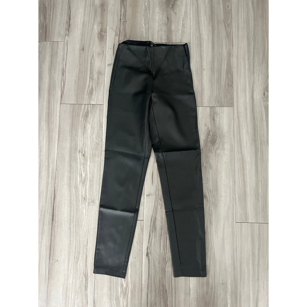 Banana Republic Black Vegan Leather Leggings Side Zip Petite 00 Skinny Pant